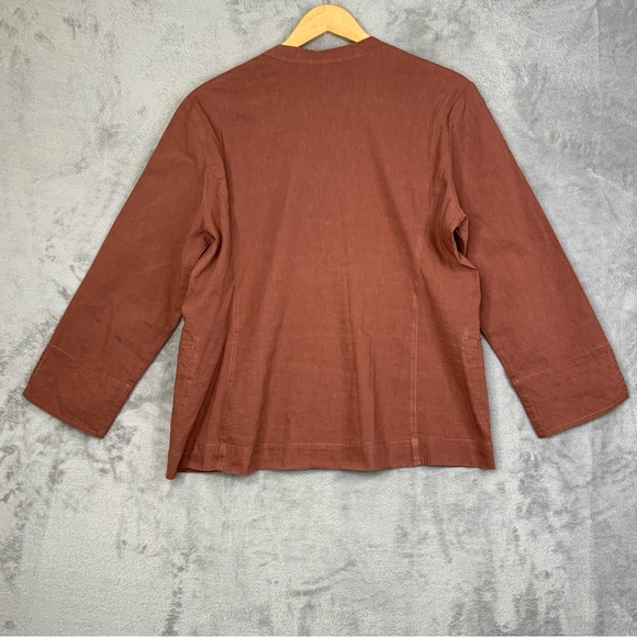 Eileen Fisher Burnt Orange Linen Button Up Top. Women’s Size Medium. - Picture 7 of 7